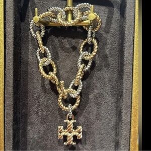 Tory Burch • Two Toned Rope Metal Heavy Bracelet  NEW
